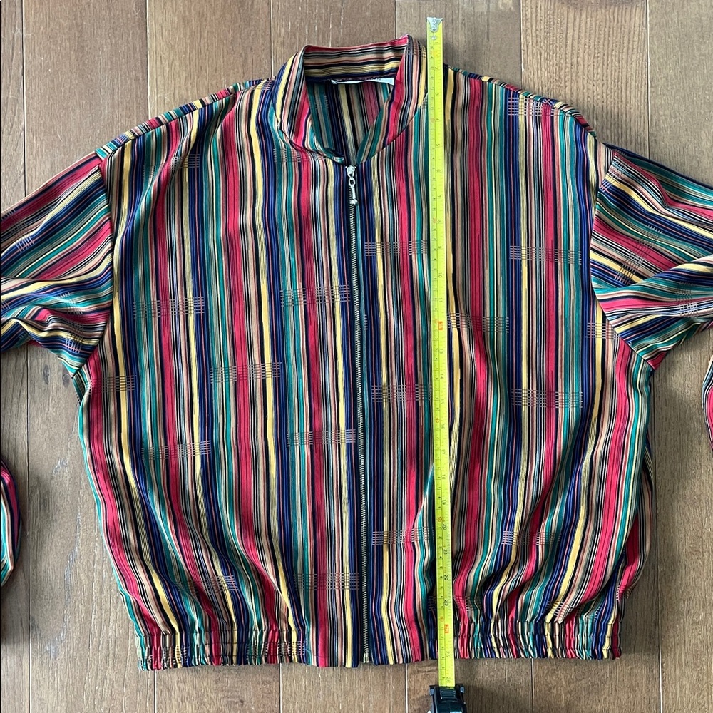 VINTAGE Kensington Square Striped Multicolor Lightweight Bomber Jacket - Picture 3 of 7